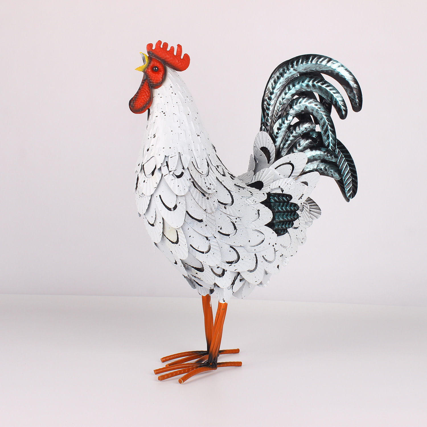 Iron Rooster Garden Statue