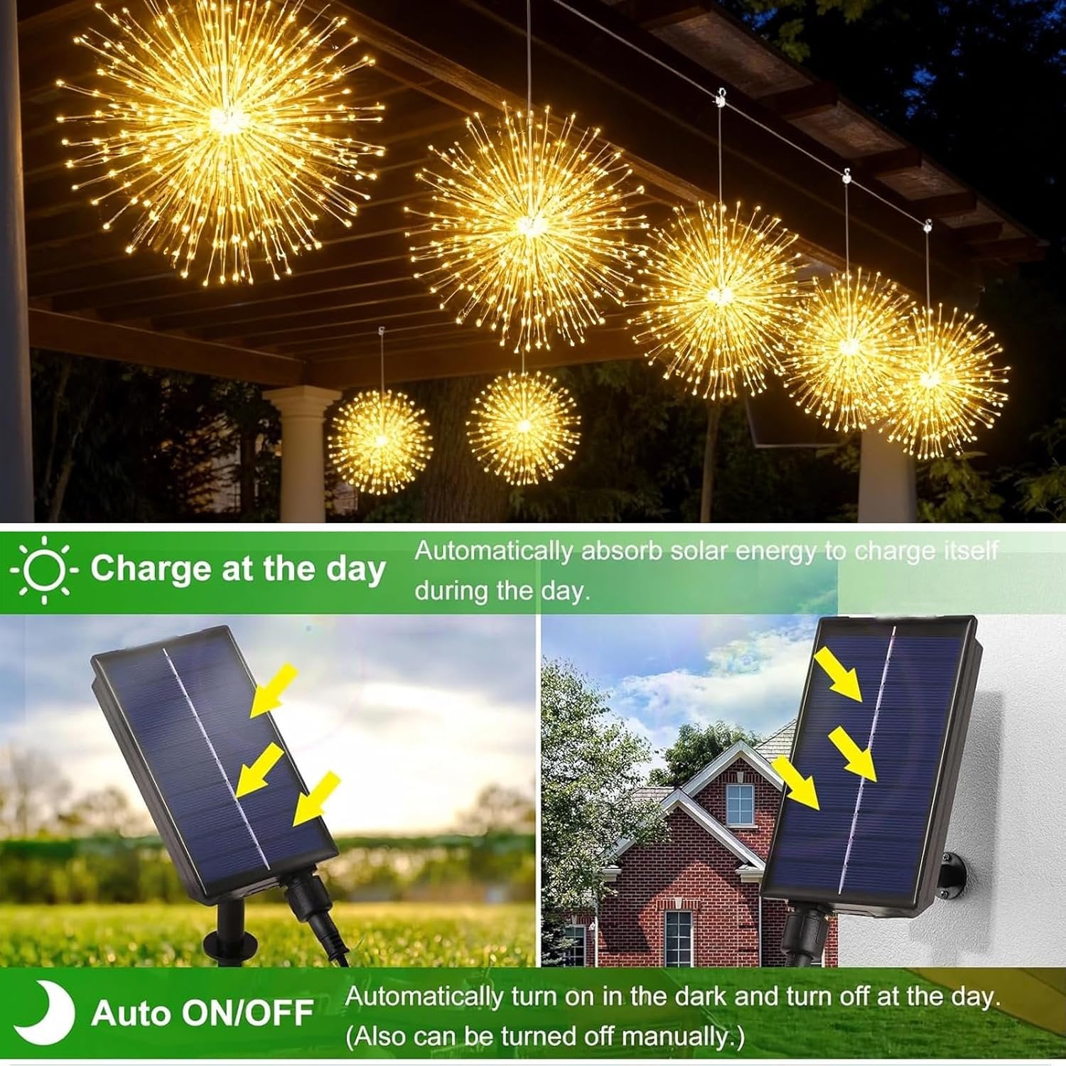 🎆 4-Pack Solar Fireworks Lights — 480 LEDs IP65 Waterproof Outdoor Garden Lights 💦
