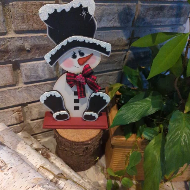 Outdoor Snowman Christmas Decorations, Wood Standing Porch Sign Merry Christmas