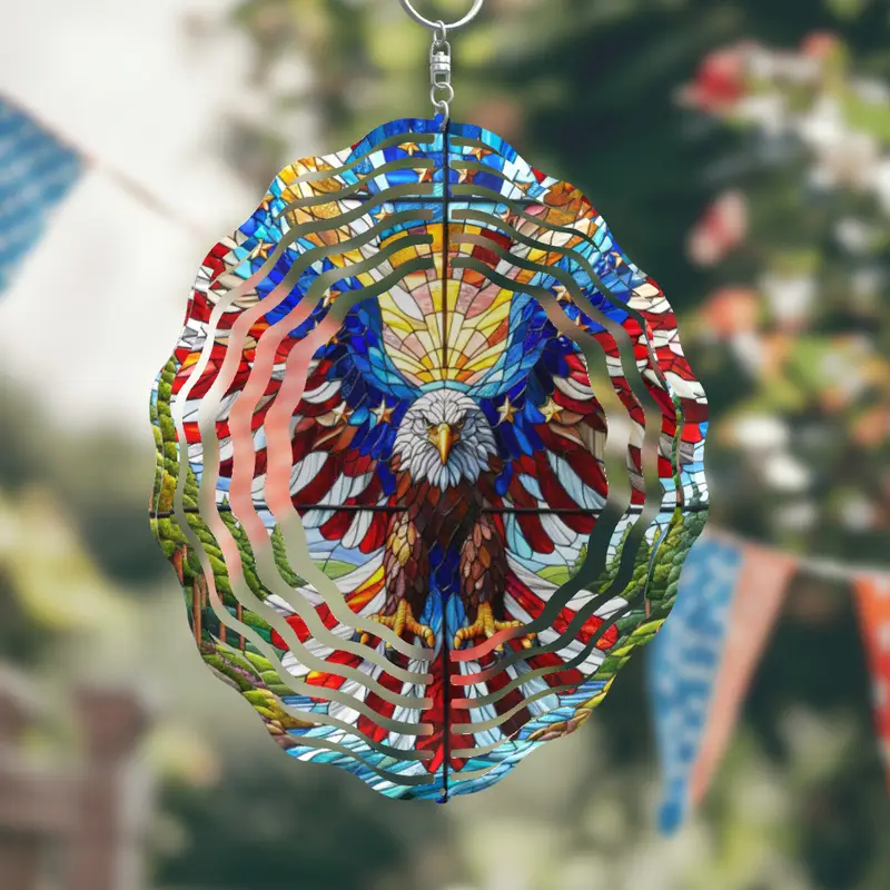 Patriotic Eagle Wind Spinner – 10" Metal Hanging Kinetic 3D Decoration
