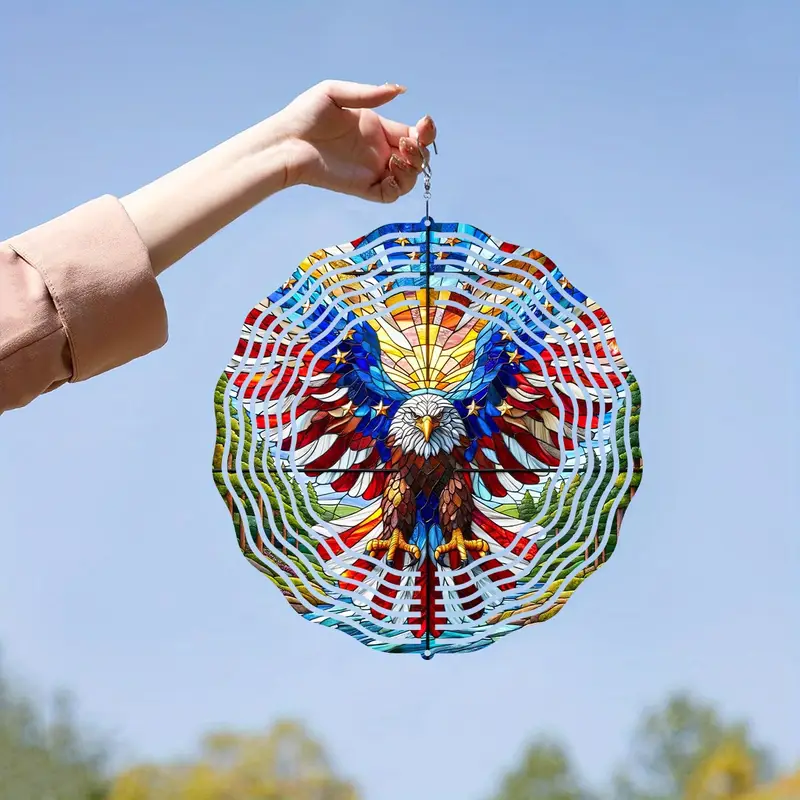 Patriotic Eagle Wind Spinner – 10" Metal Hanging Kinetic 3D Decoration