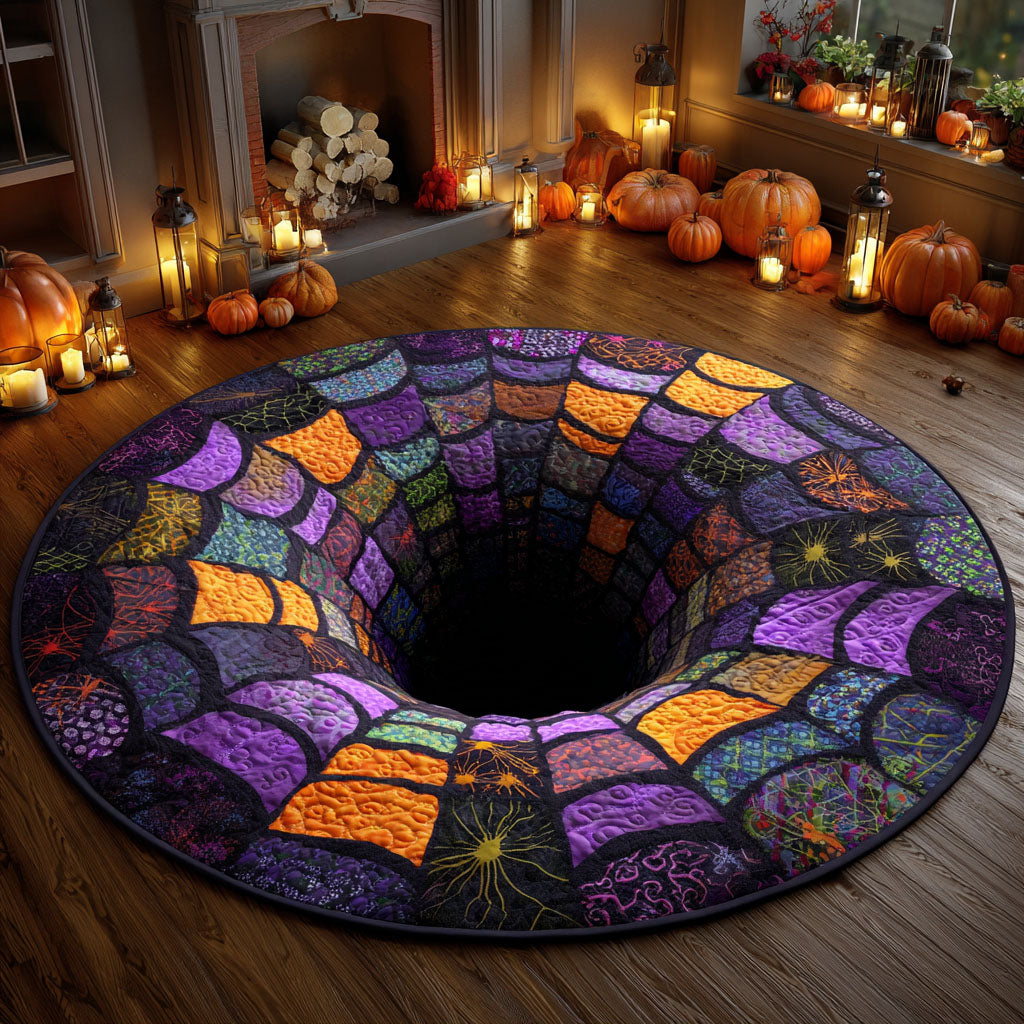 Enchanted-web-spiral-quilted-round-mat