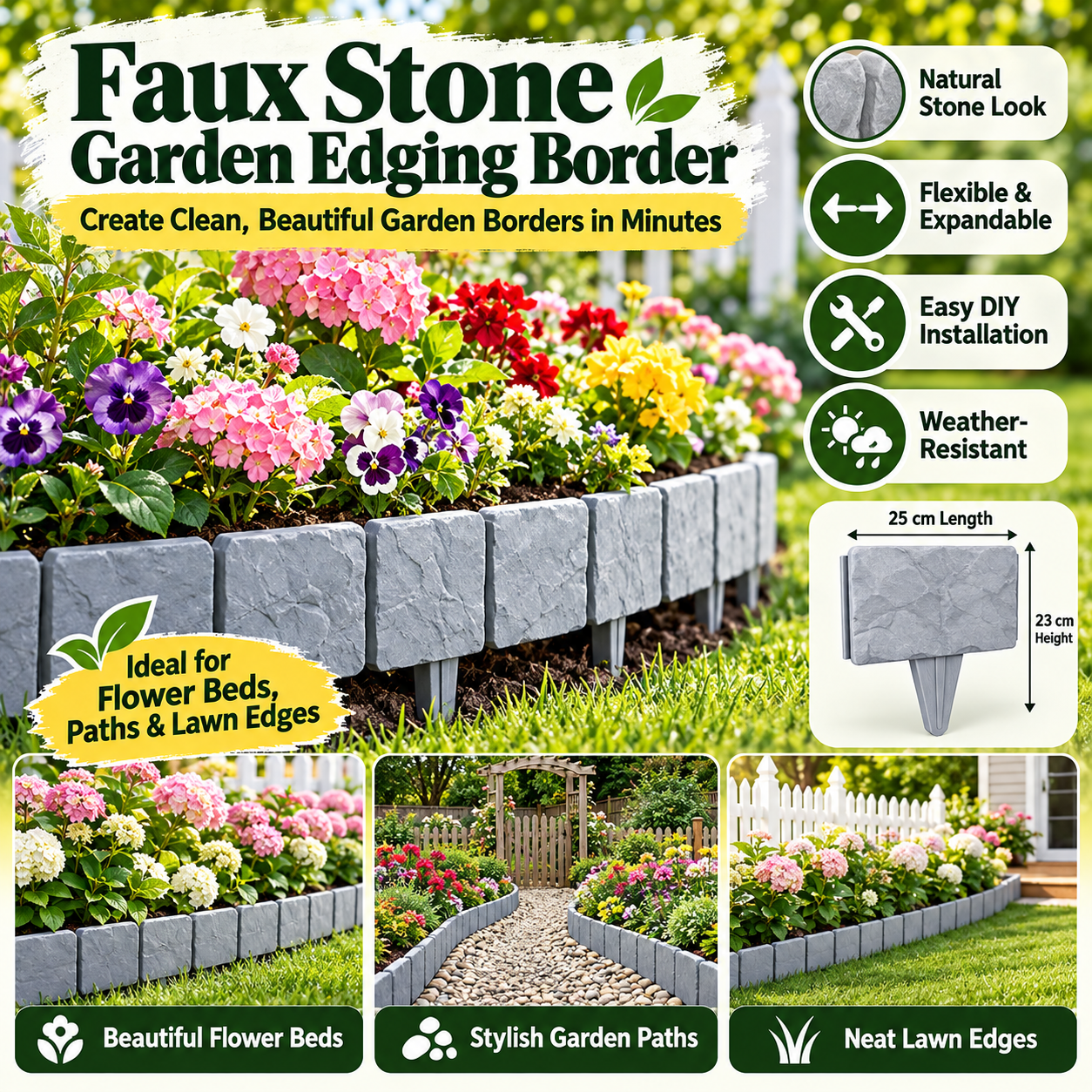 🏡2026 HOT SALE🥳💞50K+ SOLD!🌿✨ 50% OFF! Faux Stone Garden Edging Border! ♻️