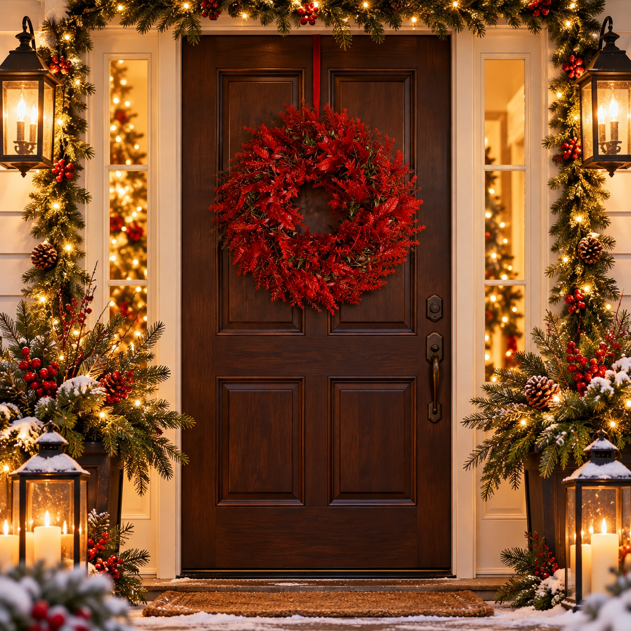 Holiday Red Botanical Wreath