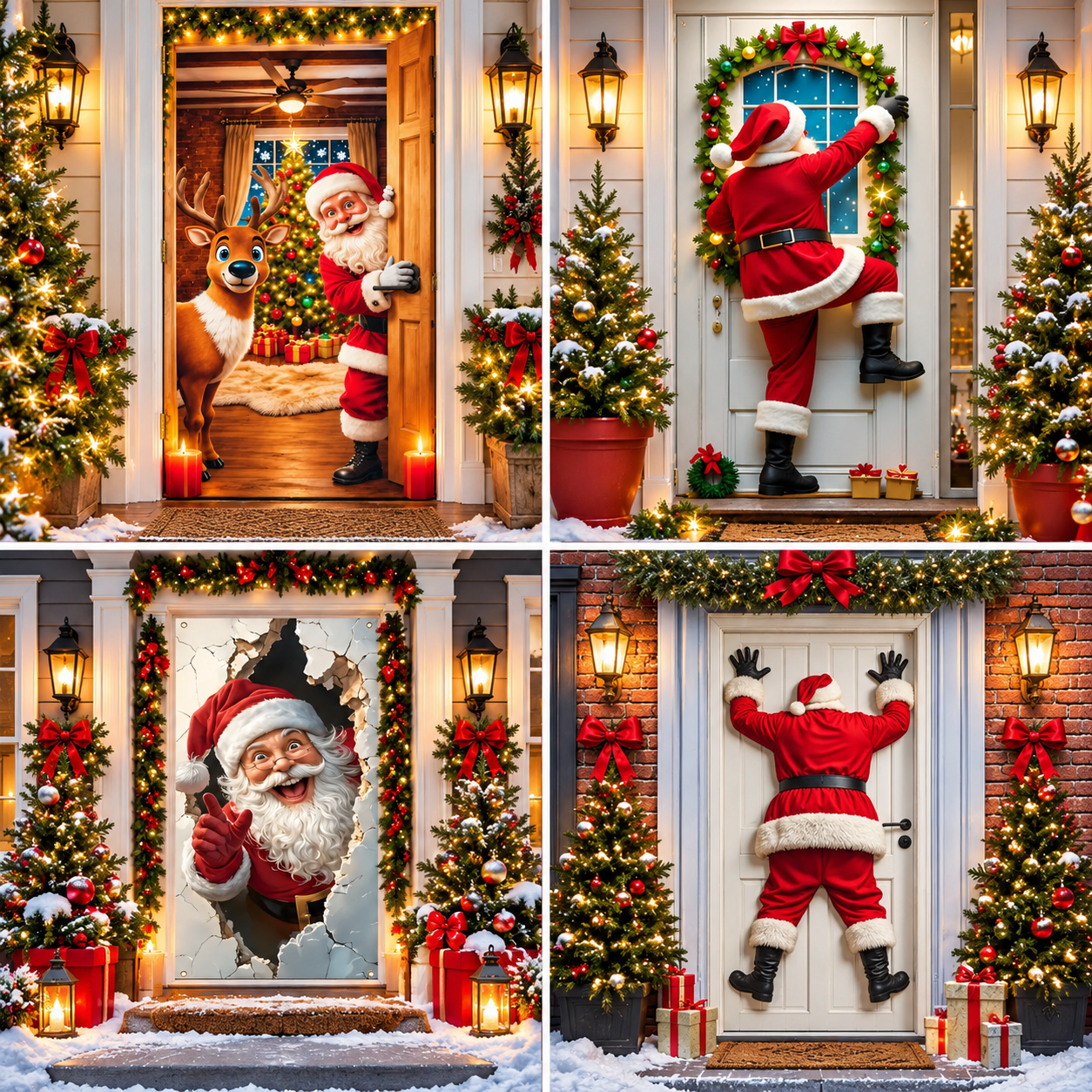 🎄 Christmas Door Makeover Cover Transform Your Front Door Into A Magical Holiday Entrance In Seconds