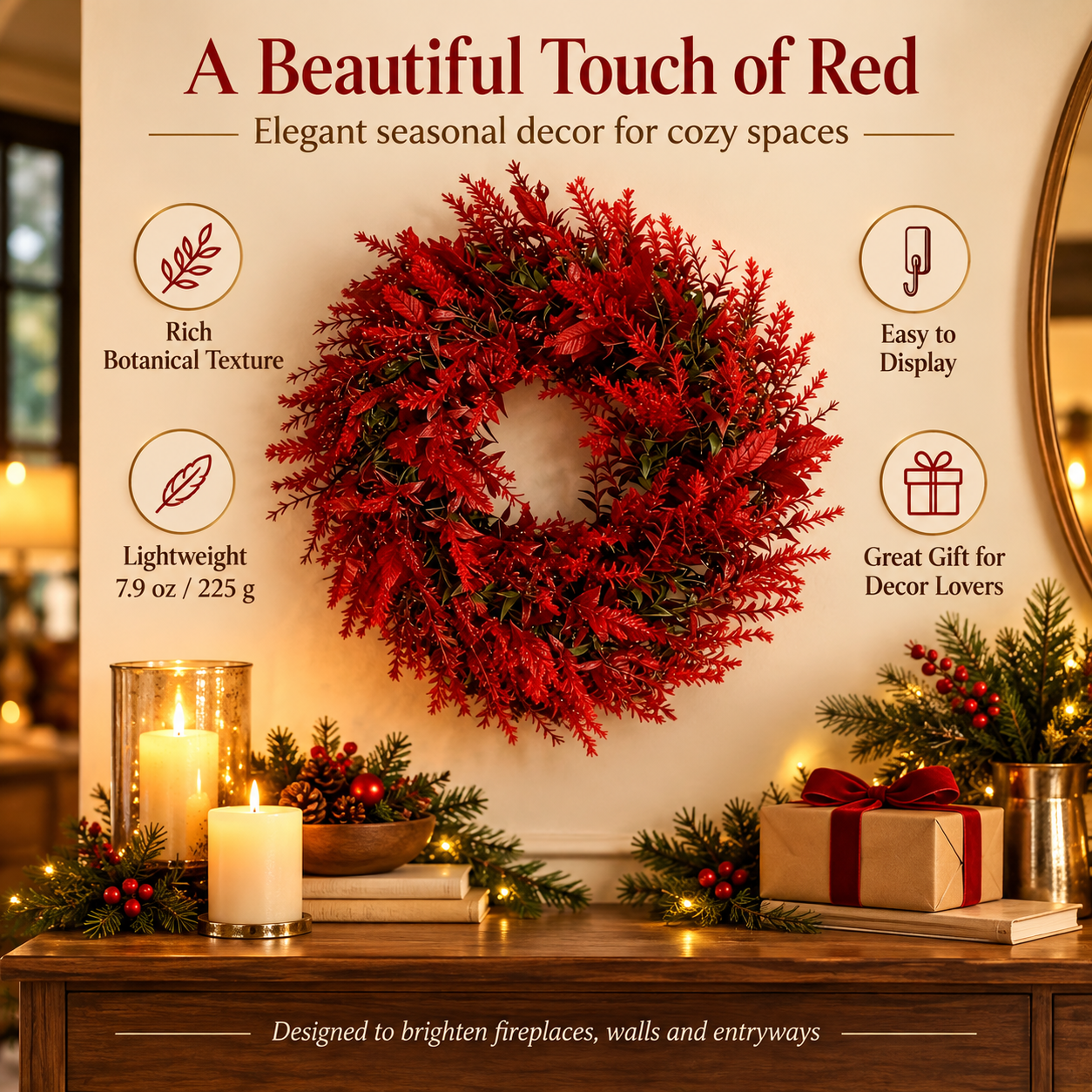 Holiday Red Botanical Wreath
