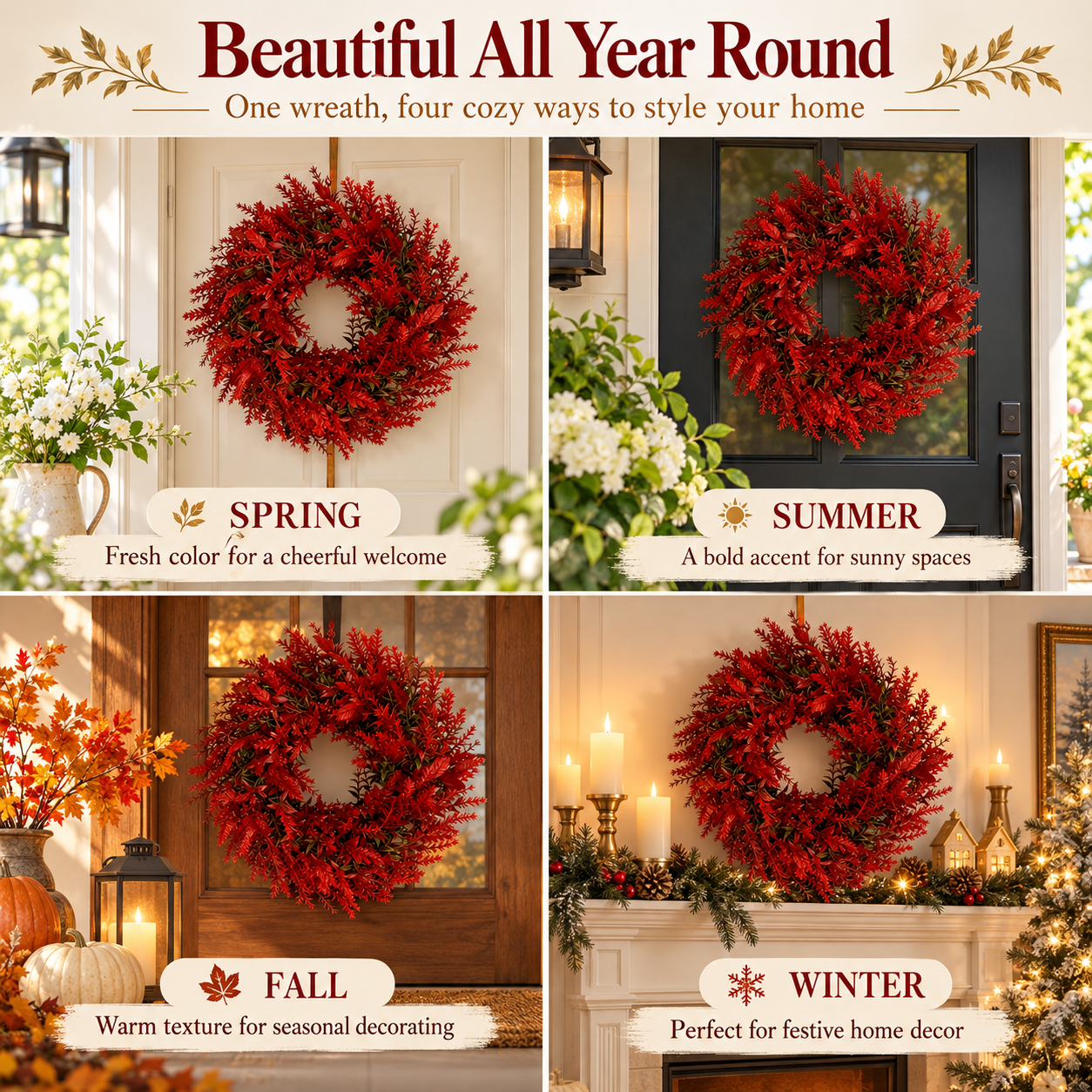 Holiday Red Botanical Wreath