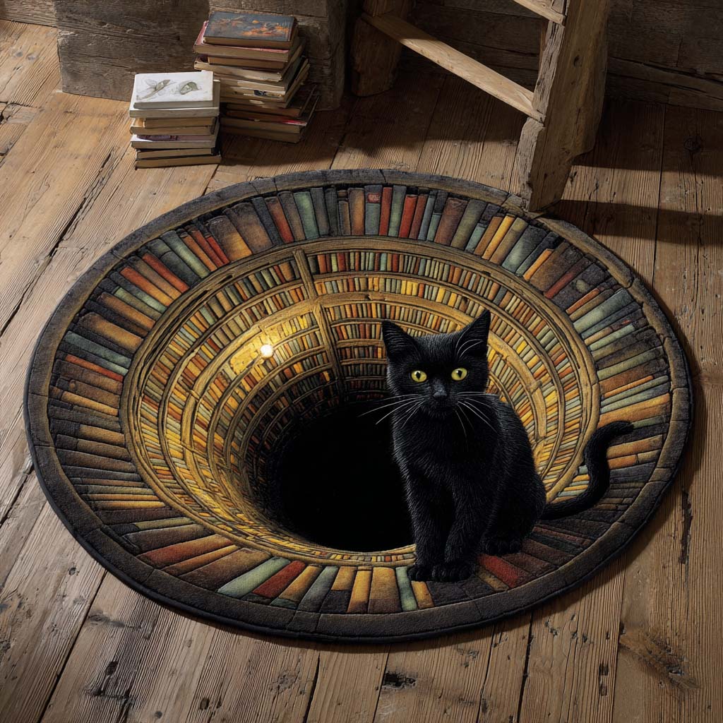 Black Cat Quilted Round Mat