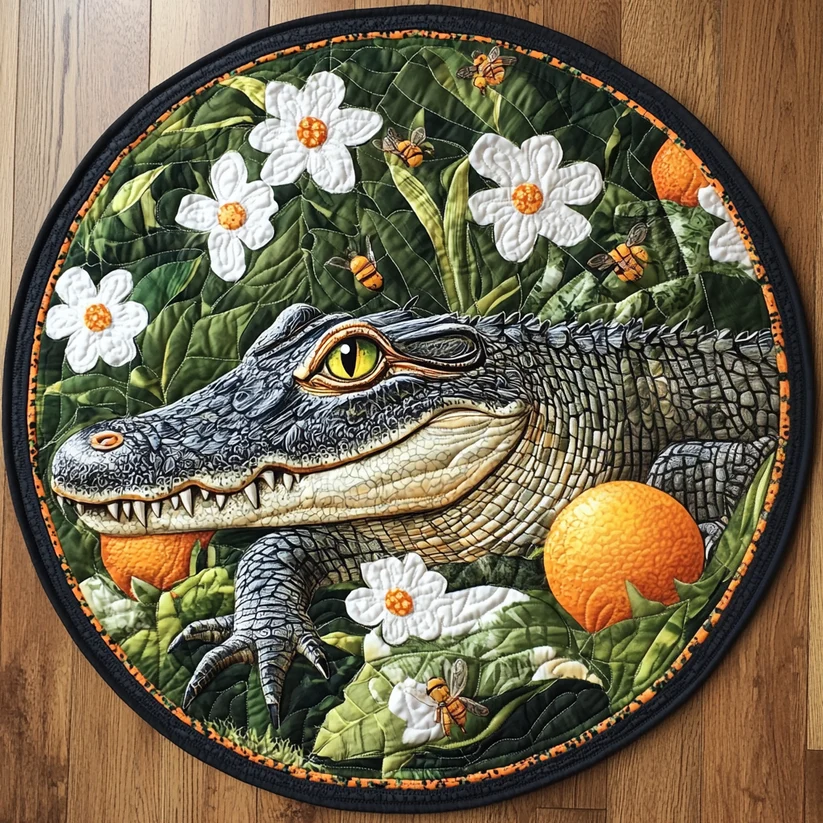 Alligator Chic Quilted Round Mat 