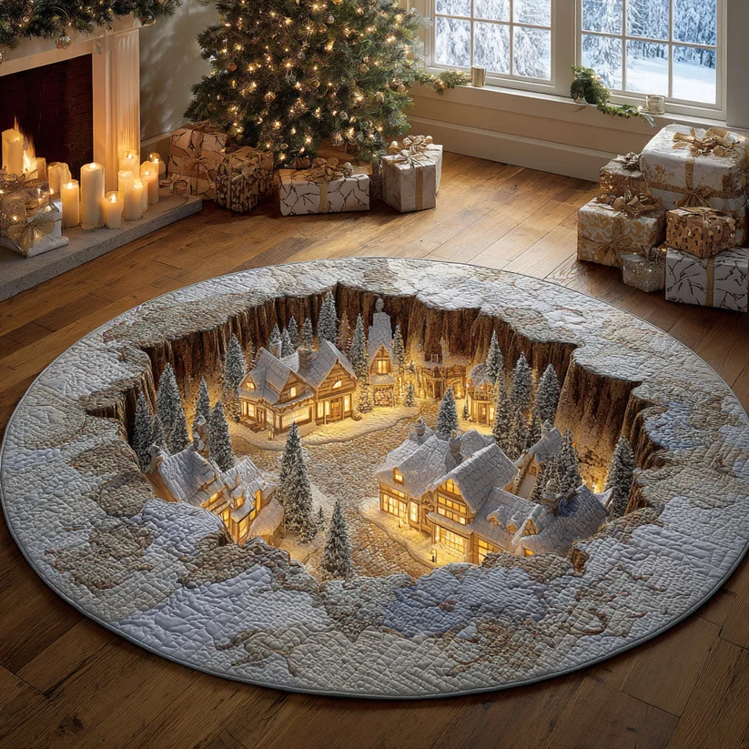 Alpine Lantern Forest Quilted Round Mat