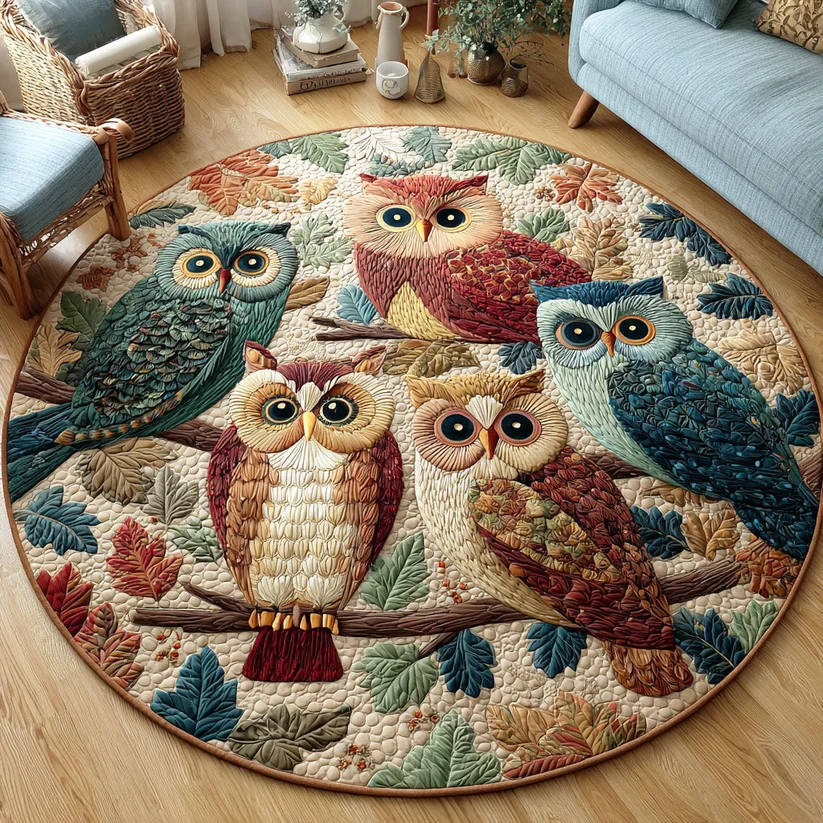 Amber Feathers Quilted Round Mat