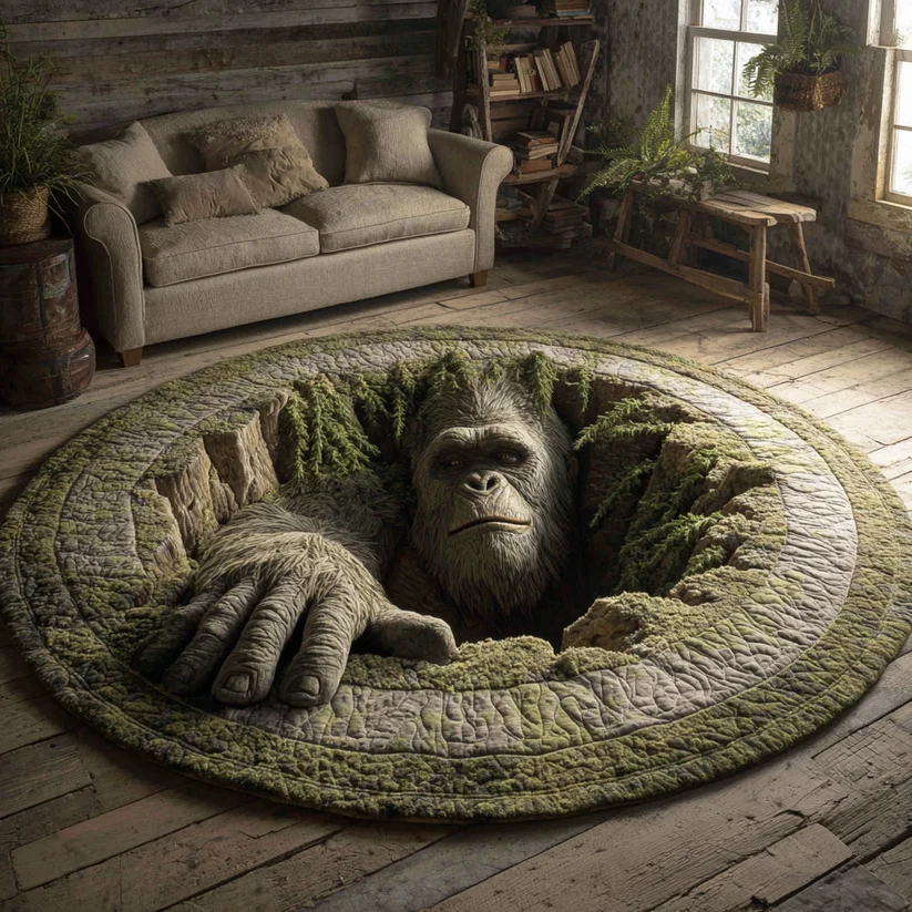 Bigfoot Log Hole Quilted Round Mat