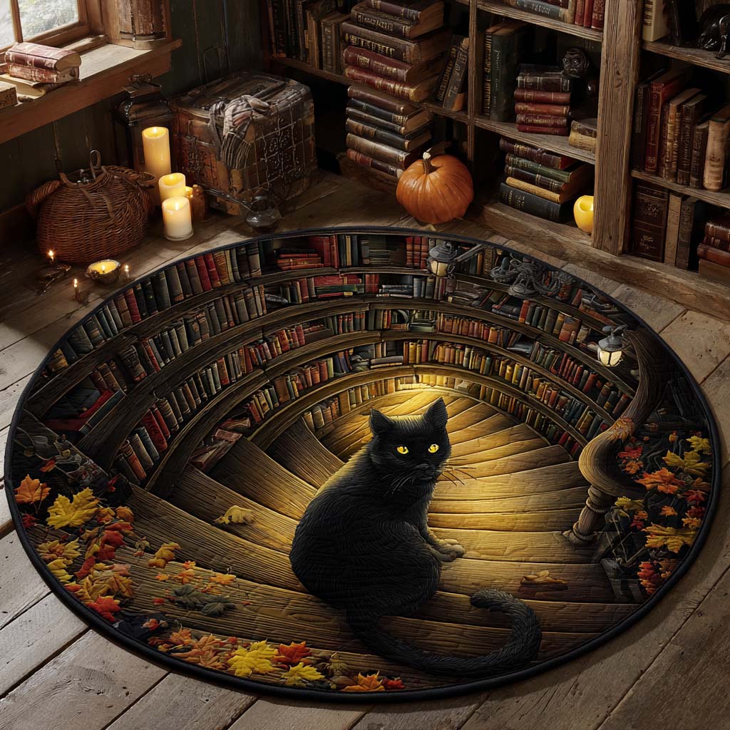 Black Cat Quilted Round Mat