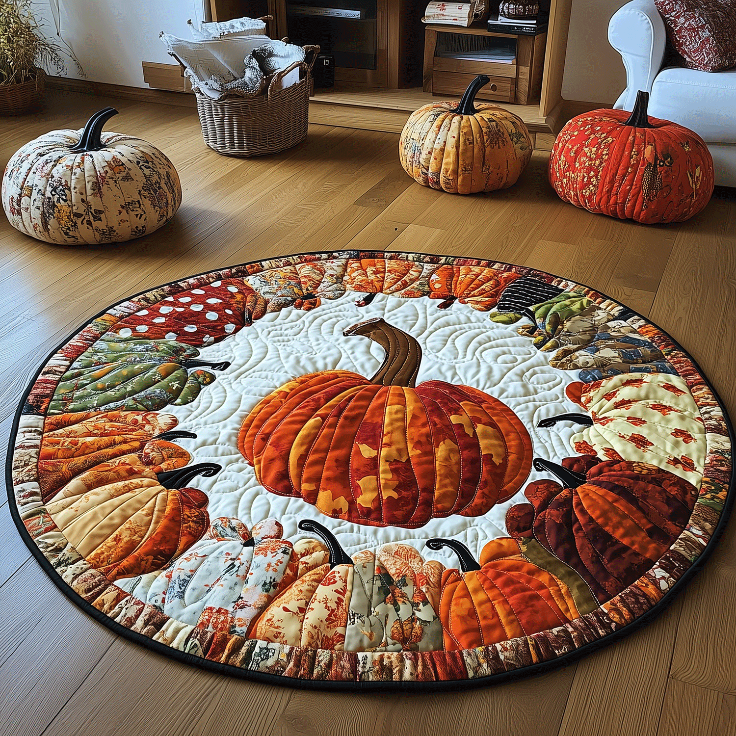 Fall-Pumpkin-Quilted-Round-Mat
