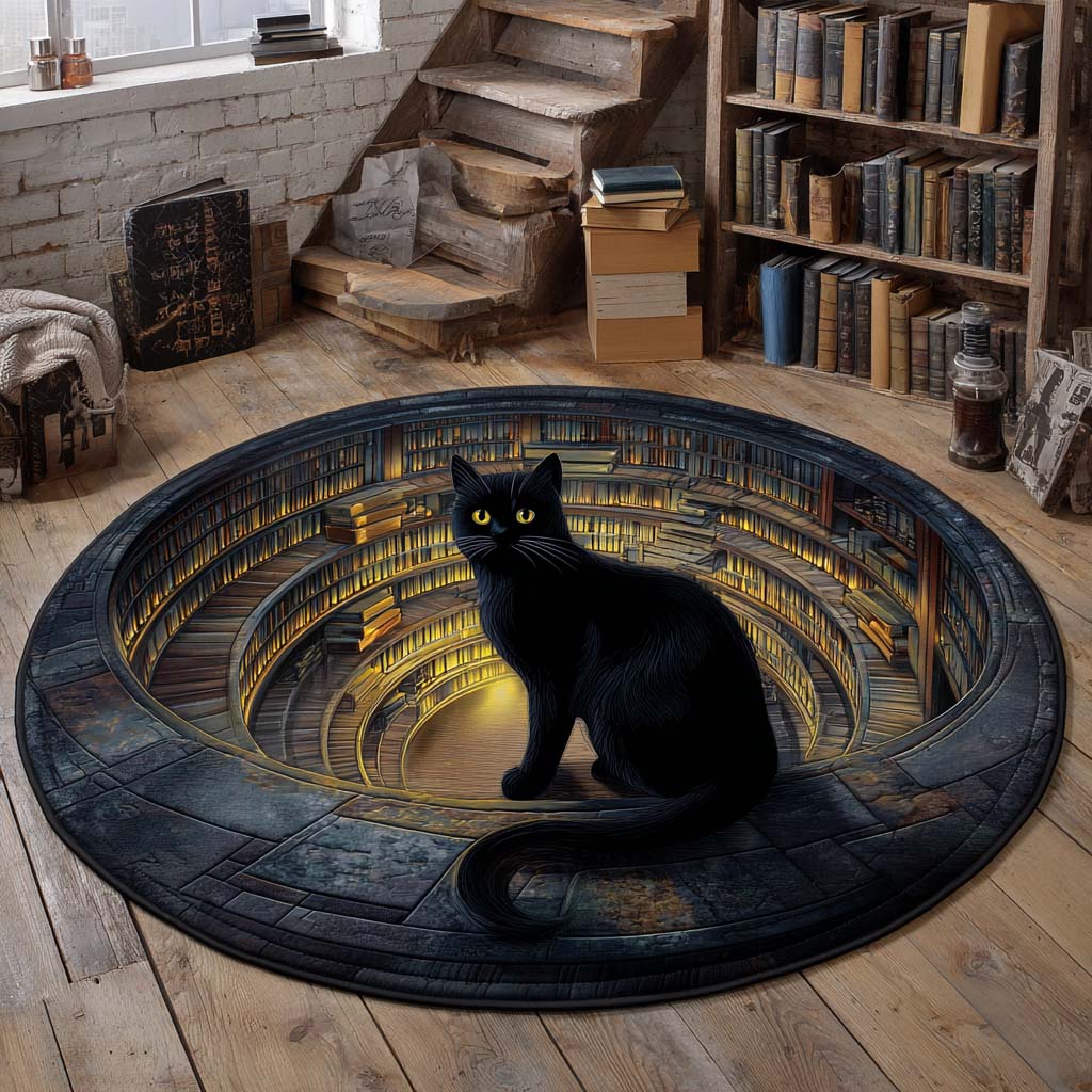 Black Cat Quilted Round Mat