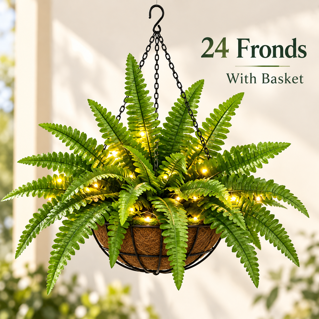 💛Glowing Boston Ferns with Lights – 🌿 Zero Watering, Zero Maintenance