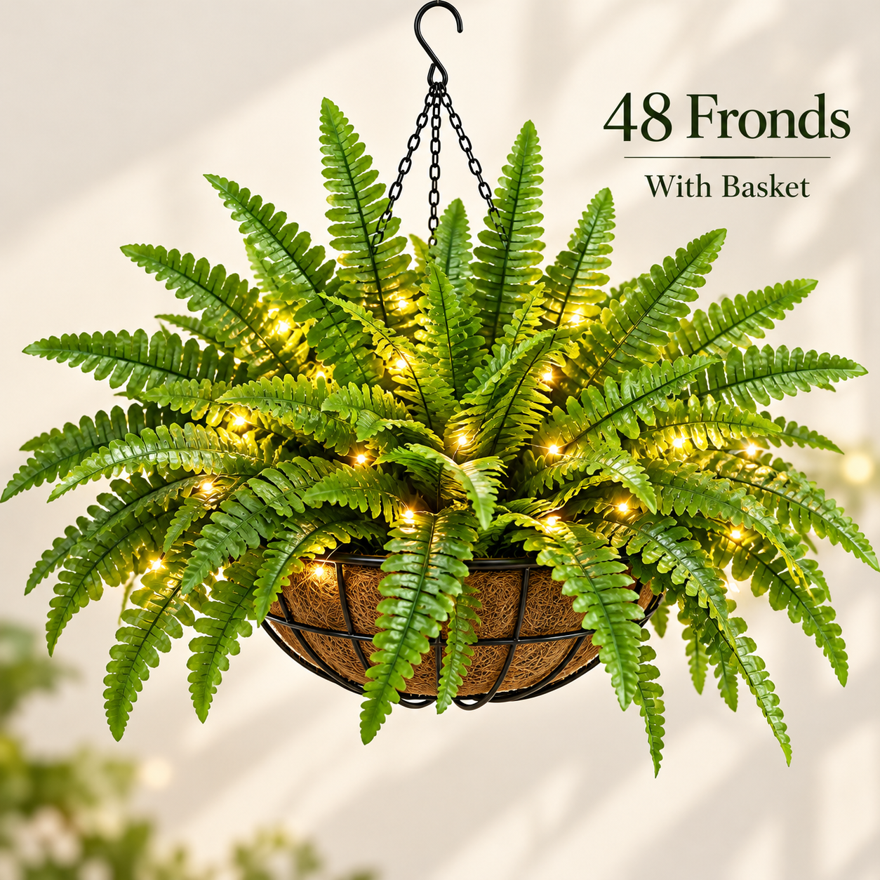 💛Glowing Boston Ferns with Lights – 🌿 Zero Watering, Zero Maintenance