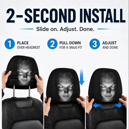 🎃Halloween Funny Cartoon Car Headrest Covers – 2PCS Universal Fit 🚗