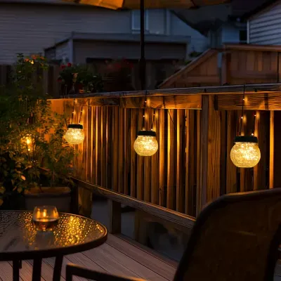 Solar Powered Hanging Lights Cracked Glass Hanging Globes for Christmas Decoration, Shepherd Hook, Garden Tree Ornaments