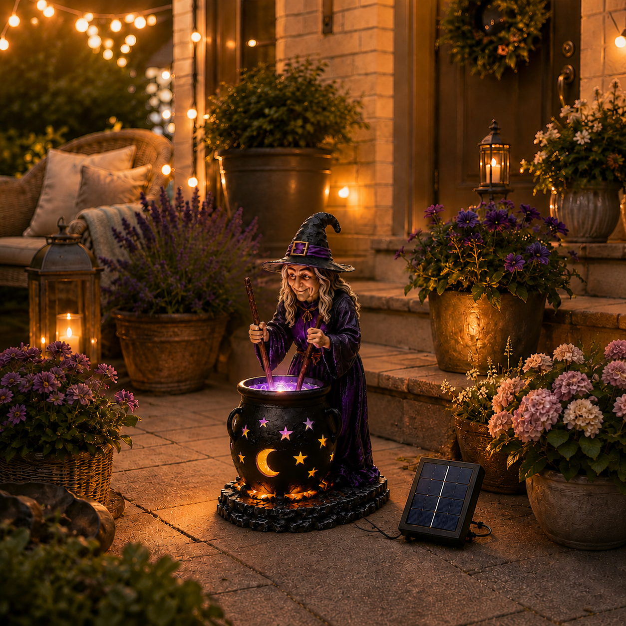 🎃🔮Halloween Witch Glowing Cauldron Solar Light❤