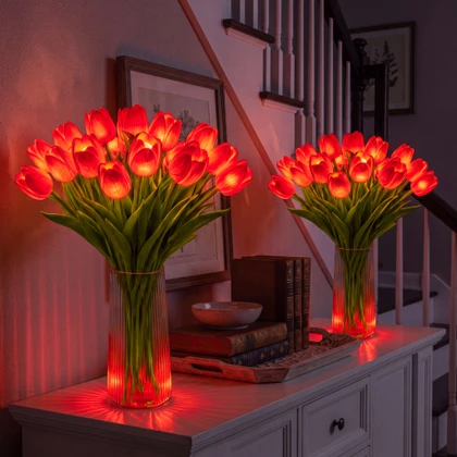 🎄50% OFF!🎉Radiant Romantic Tulip Night Light | Artificial Flower Night Lights | Fake Bouquet Nightlight for Bedroom Bedside Decor & Gift