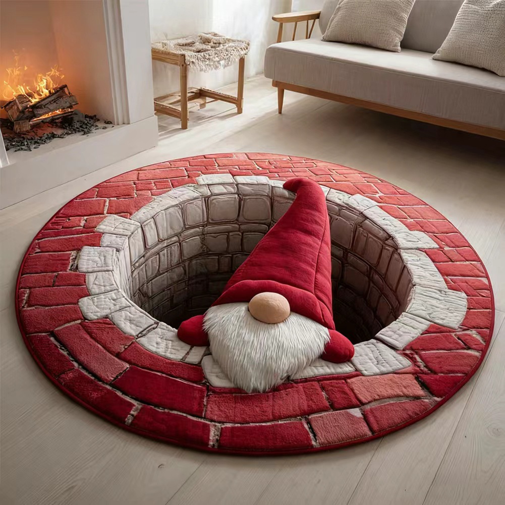 🎃3D Skeleton Vortex Quilted Round Halloween Rug