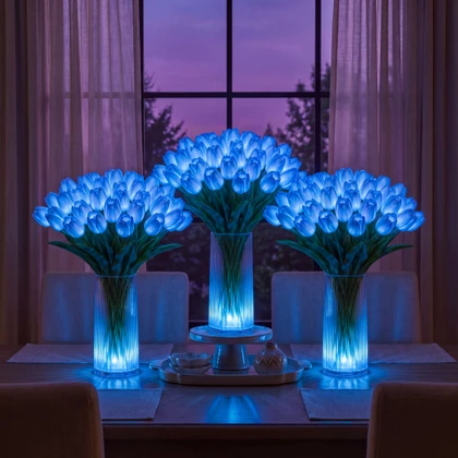 🎄50% OFF!🎉Radiant Romantic Tulip Night Light | Artificial Flower Night Lights | Fake Bouquet Nightlight for Bedroom Bedside Decor & Gift