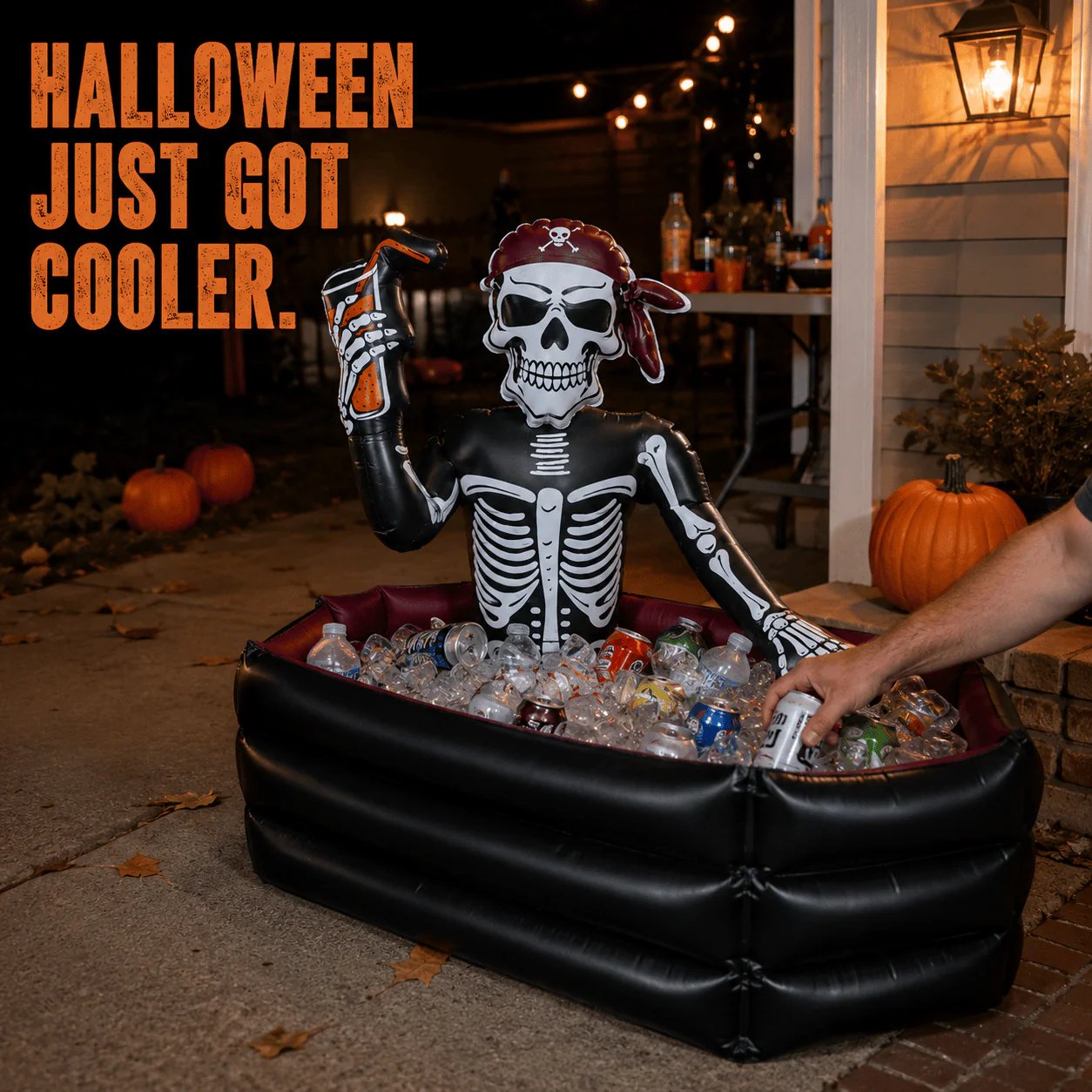 ☠️💀40-Gallon Inflatable Pirate Skeleton Cooler for Halloween