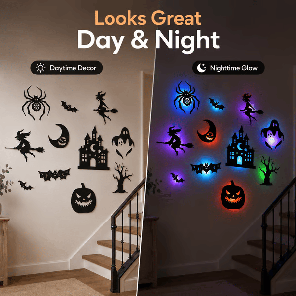 🎃 Halloween LED Silhouette Wall Light Stickers – Spooky Glow Made Easy! 👻✨
