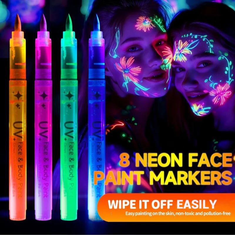 🥳2026 HOT SALE💞🎃Halloween Glow Face and Body Paint Markers Set