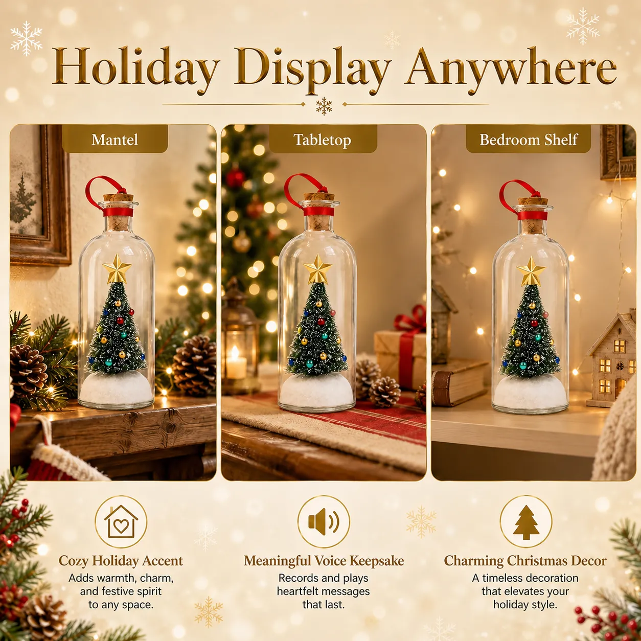 🎉50% OFF🎄Recordable Christmas Tree Keepsake Bottle – Personalized Voice Message Gift