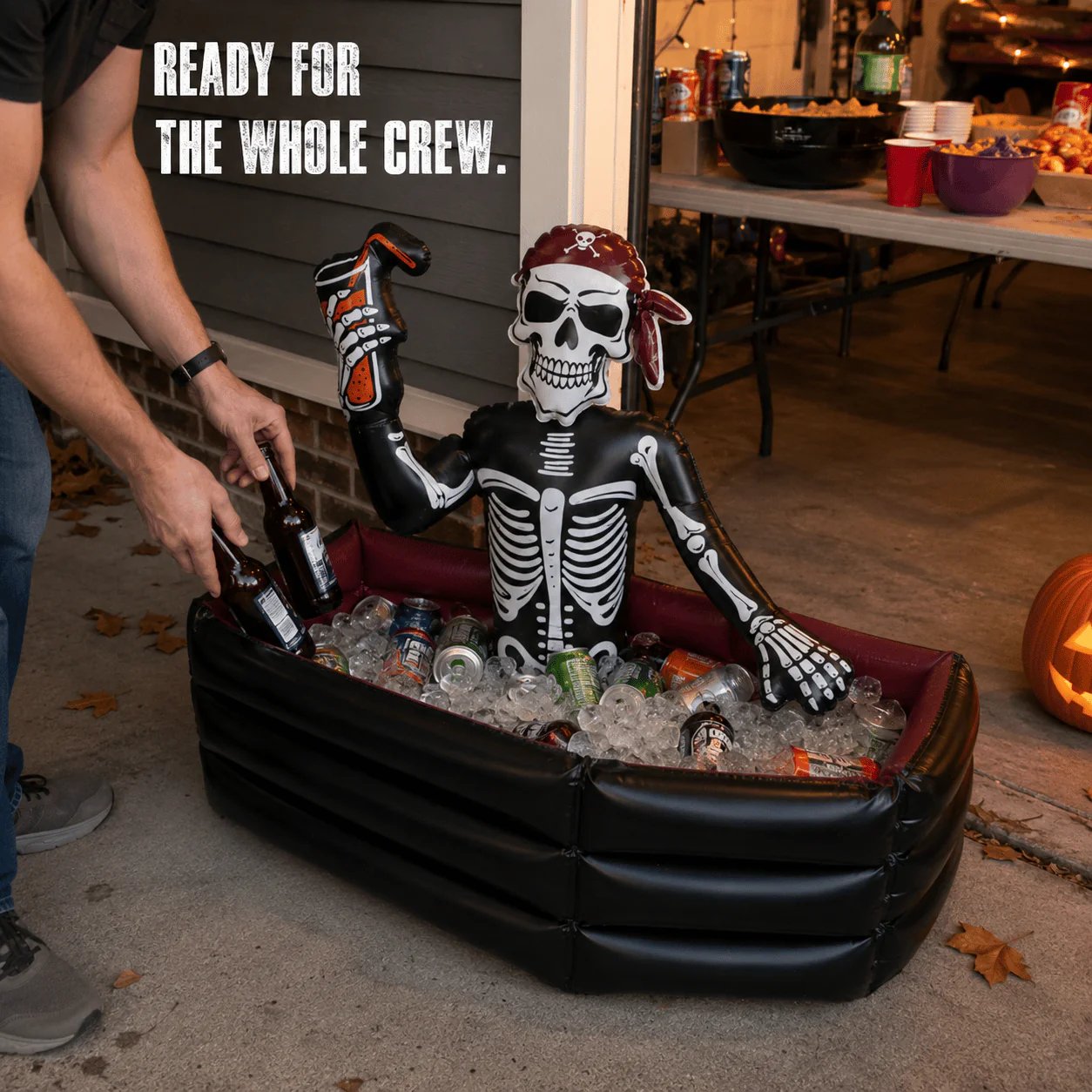 ☠️💀40-Gallon Inflatable Pirate Skeleton Cooler for Halloween