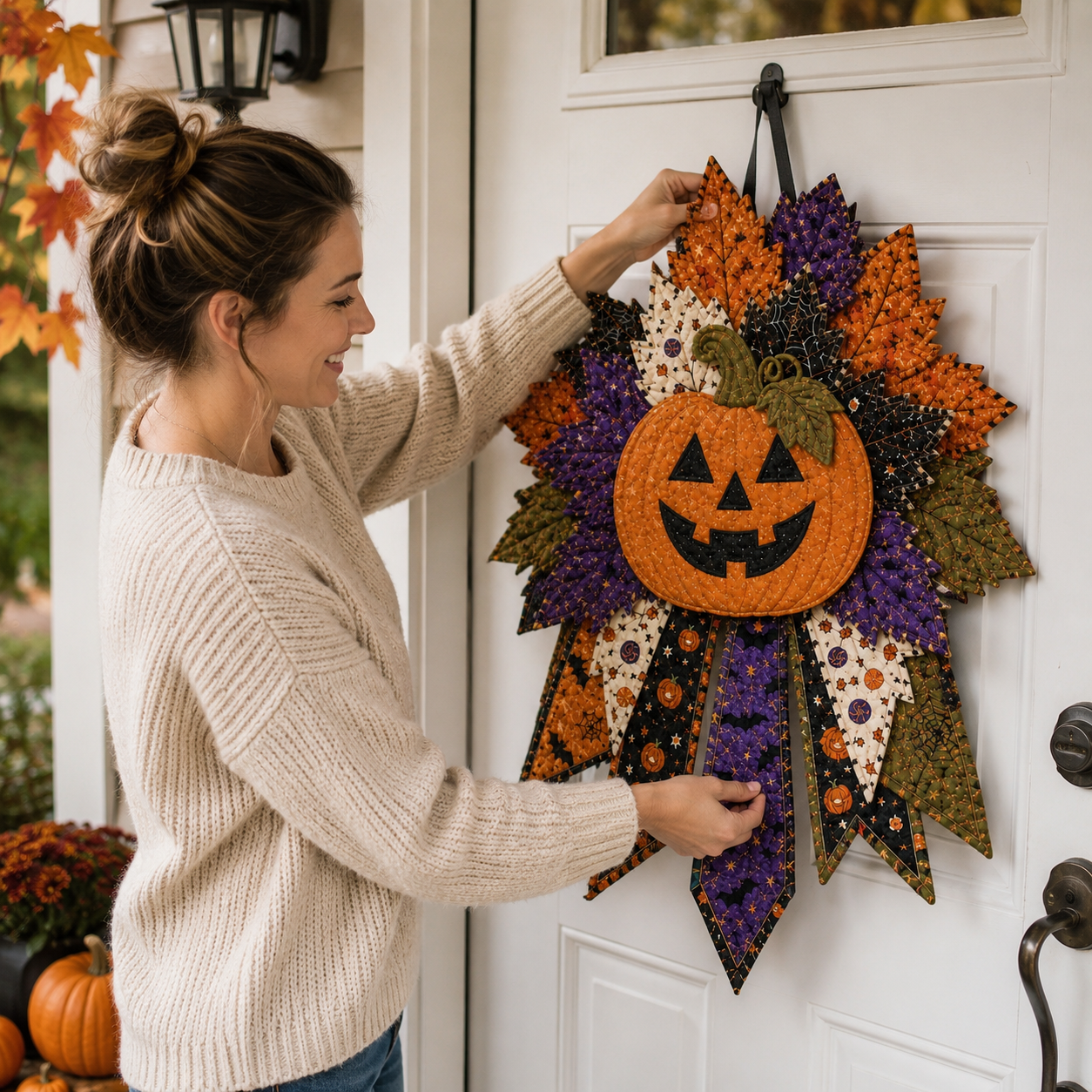 🎉 Holiday Celebration 50% OFF 🎃– Festive Quilted Halloween Door Hanging DIY Sewing Kit