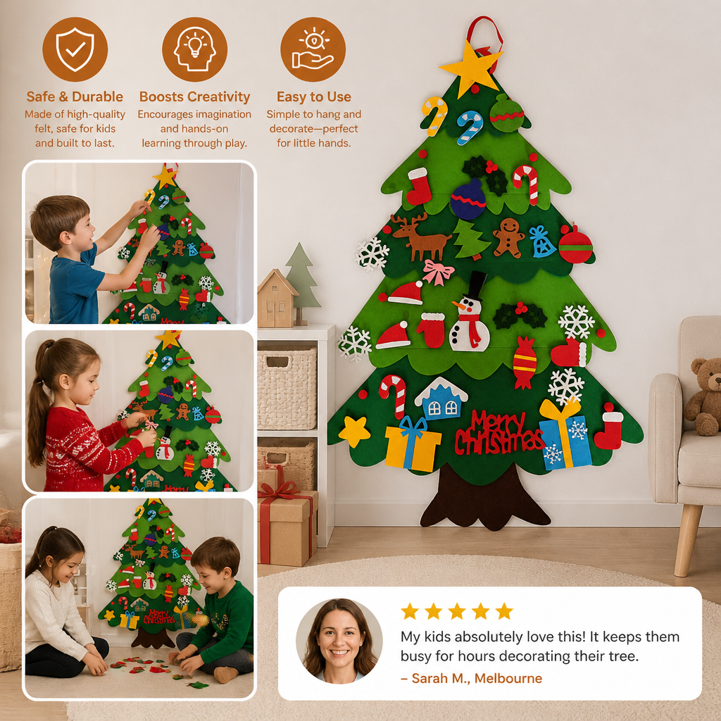 🎄 50% OFF 🧒Kids’ DIY Felt Christmas Tree with Decorative Ornaments | The Christmas Tree They're Allowed To Touch