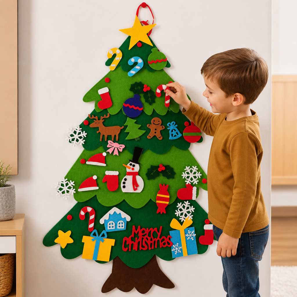 🎄 50% OFF 🧒Kids’ DIY Felt Christmas Tree with Decorative Ornaments | The Christmas Tree They're Allowed To Touch