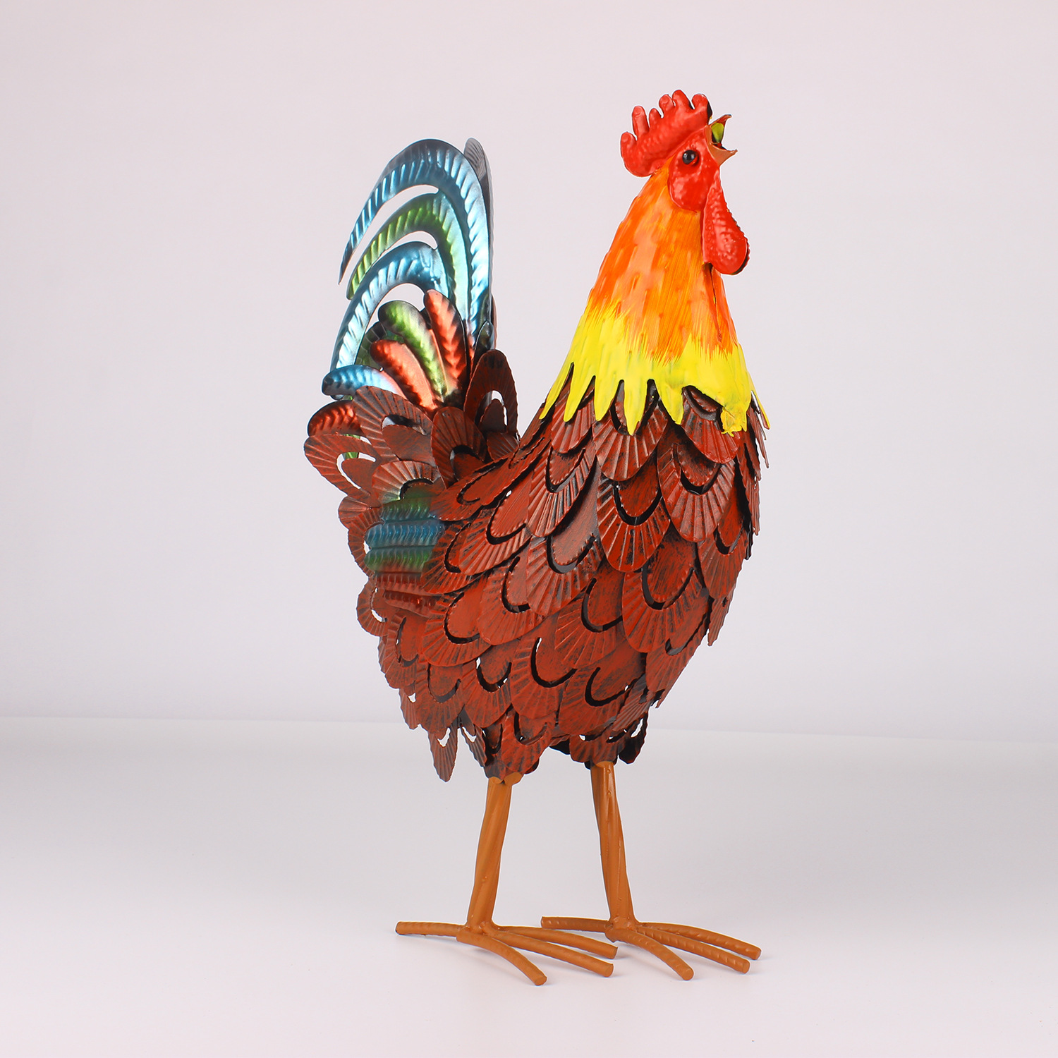 Iron Rooster Garden Statue