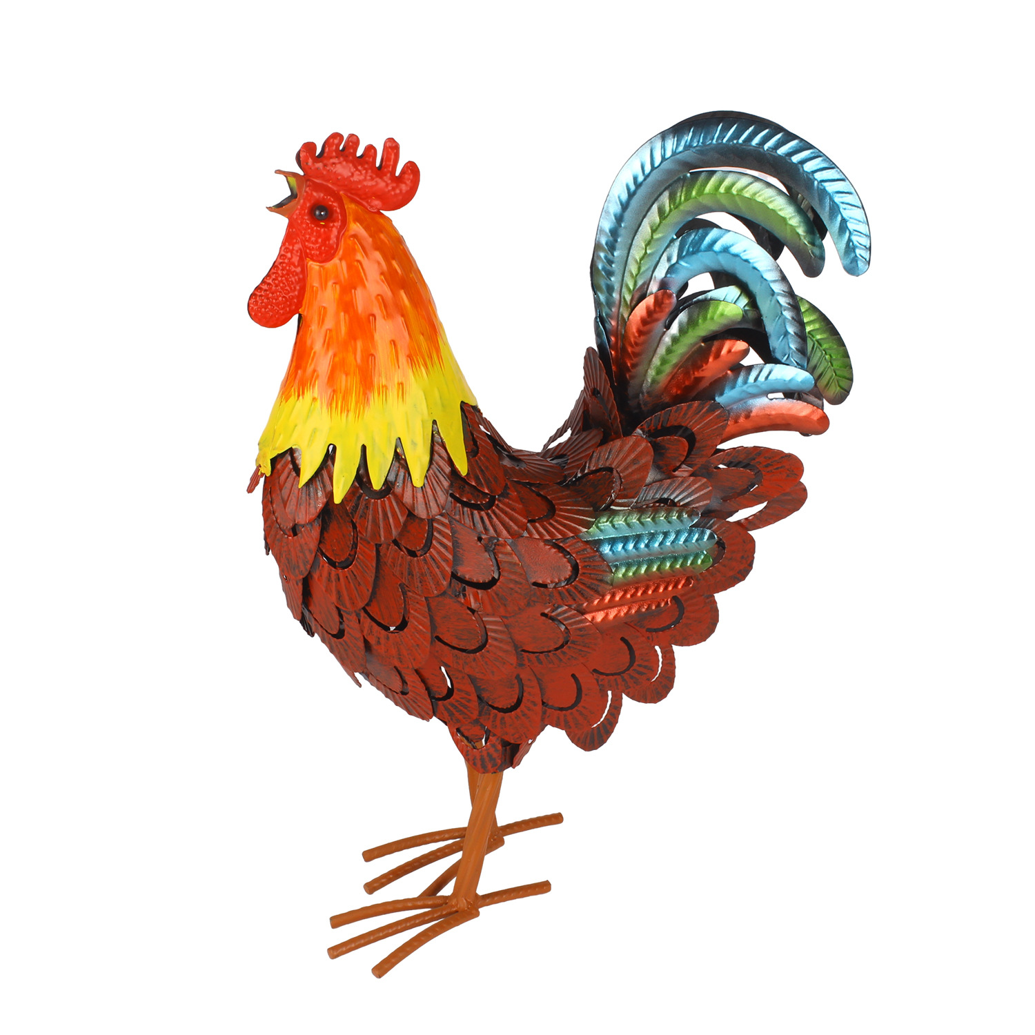 Iron Rooster Garden Statue