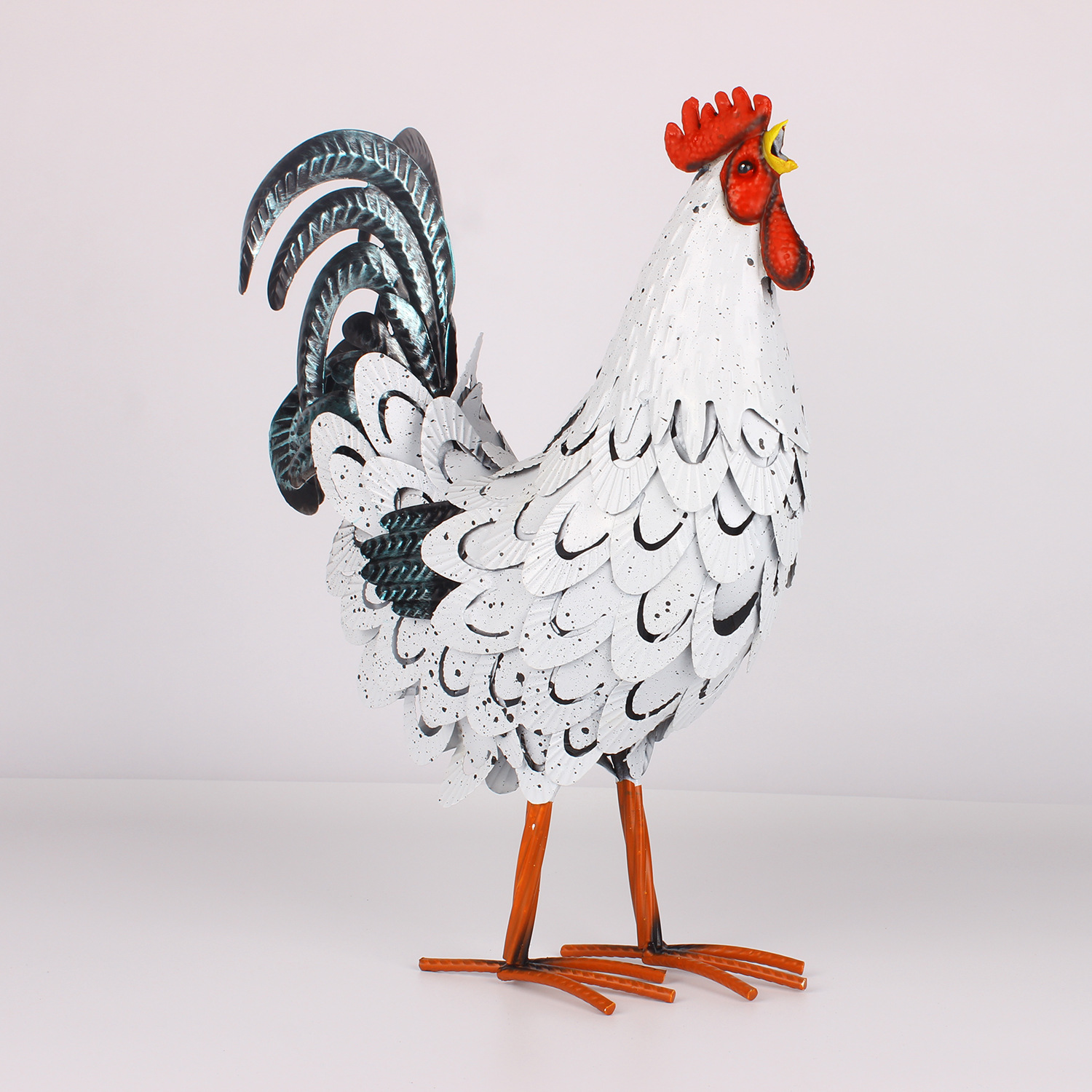 Iron Rooster Garden Statue