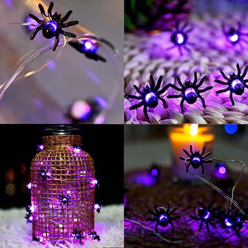 【🎃Halloween sale🎃】Halloween Spider Web Lights Outdoor | LED Spider Web Decoration With Glowing Spider For Yard & Party Decor