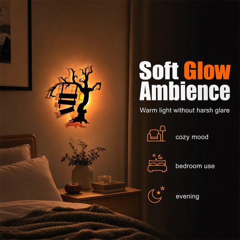 🎃 Halloween LED Silhouette Wall Light Stickers – Spooky Glow Made Easy! 👻✨