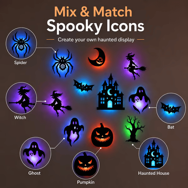 🎃 Halloween LED Silhouette Wall Light Stickers – Spooky Glow Made Easy! 👻✨