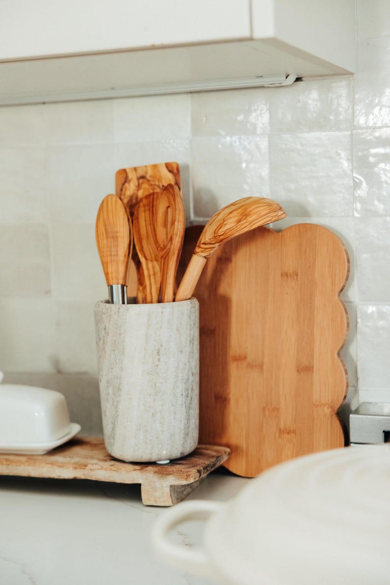 Olive Wood Kitchen Utensil Set: Cooking Tools 