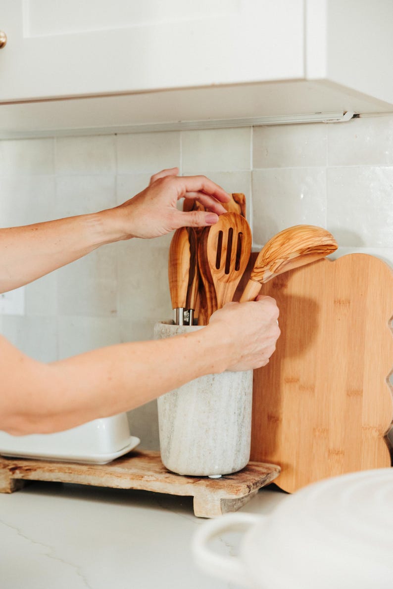 Olive Wood Kitchen Utensil Set: Cooking Tools 