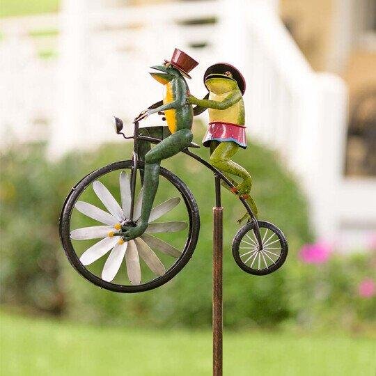 Cute animals on a Vintage Bicycle Metal Wind Spinner