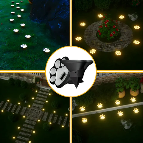Get 49% OFF🌟 Solar Paw Print Garden Lights – Waterproof LED Outdoor Pathway Lamps (4 Packs)