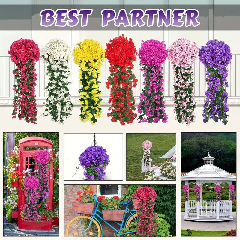 2-Pack Realistic Artificial Violet Hanging Flower Vines | Lifelike Trailing Garland for Wedding & Garden