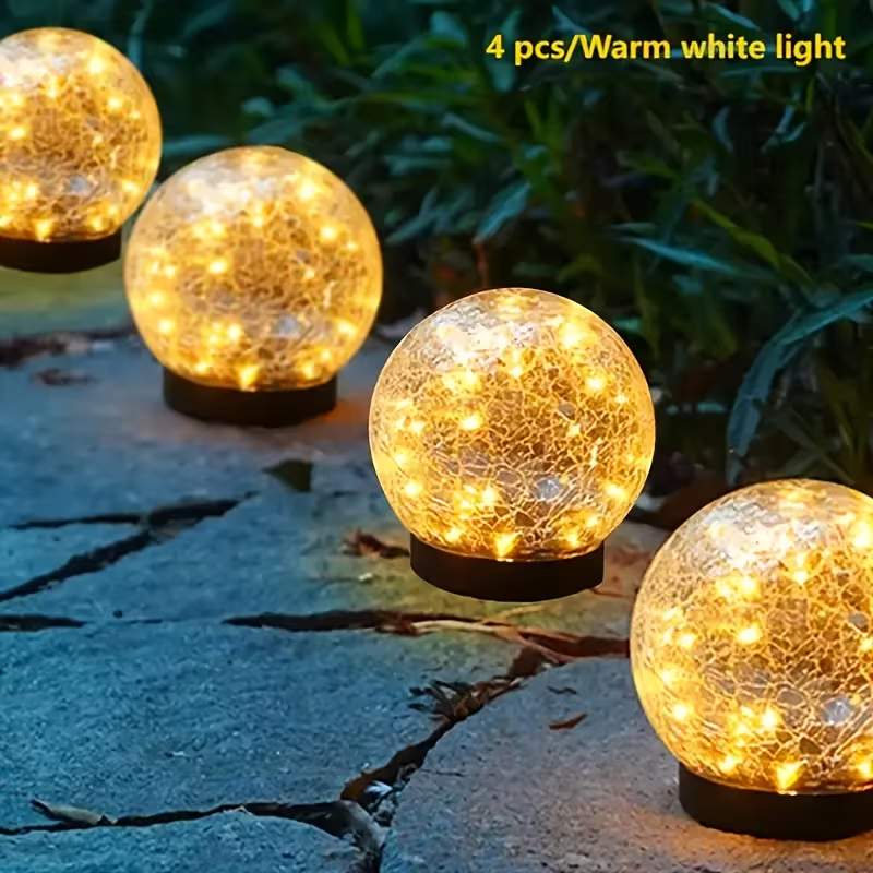 Last day up to 70% OFF - Cracked Glass Solar Garden Lights | LED Outdoor Pathway Lights for Yard Lawn Decor