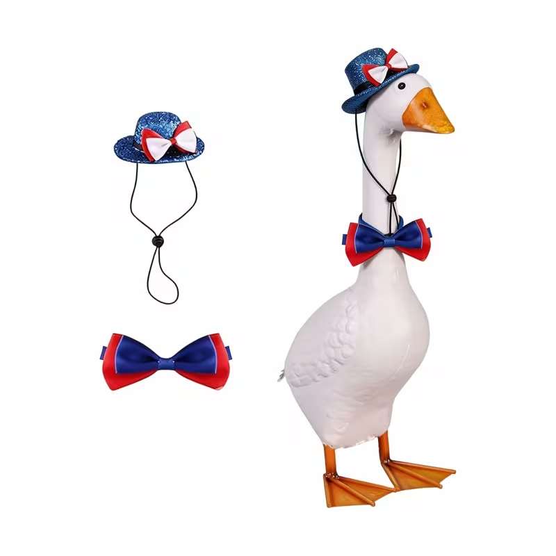Last Day Up To 70% Off - 3PCS Stars & Stripes Tutu Skirt & Mini Hat Set | 4th of July Lawn Goose Outfit for 23 Inch Porch Goose Statue