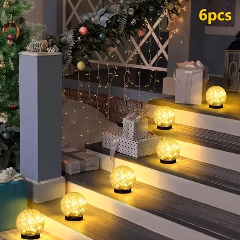 Last day up to 70% OFF - Cracked Glass Solar Garden Lights | LED Outdoor Pathway Lights for Yard Lawn Decor