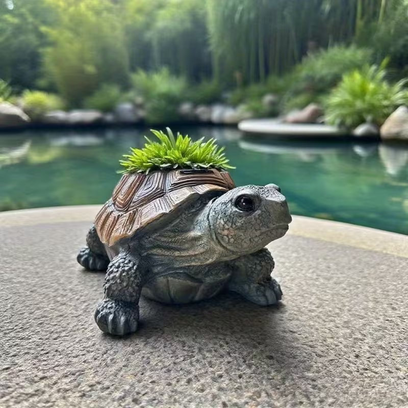 Vintage Turtle Resin Planter 🌿 | Creative Succulent Pot with Drainage Hole